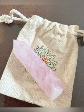 Rose Quartz Crystal Wand - Light Pink Polished Point